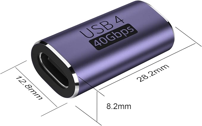 AreMe 2 Pack USB C Female to Female Adapter, USB Type C Coupler Extender Support 100W, 40Gbps, 8K@60Hz for Thunderbolt 4/3, MacBook Pro/Air, Laptop, Phones and More Type C Devices (Purple)
