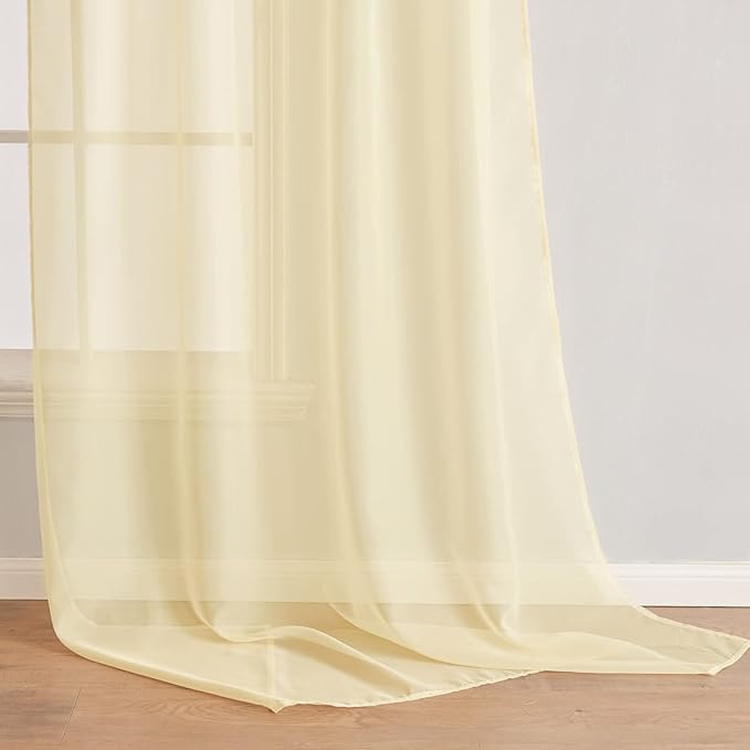 MIULEE Luxury Window Scarves for Party Ceremony Wedding Canopy Bed, Topper Window Treatment Swag Curtain Drapes, Sheer Curtain Scarf Valance for Window One Panel, 37 x 216 Inches Long, Cream Beige