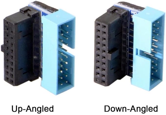CY Adapter 2pcs/lot Up & Down Angled USB 3.0 20Pin 19Pin Male to Female Extension Adapter 90 Degree