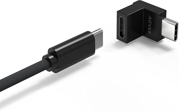 AGVEE 4 Pack Front Angle 90 Degree USB-C Male to USB-C Right Angled Female Adapter (Type-C 3.2 Gen 2) Converter Video Type-C 10G Data Extension Coupler Converter Connector, Black
