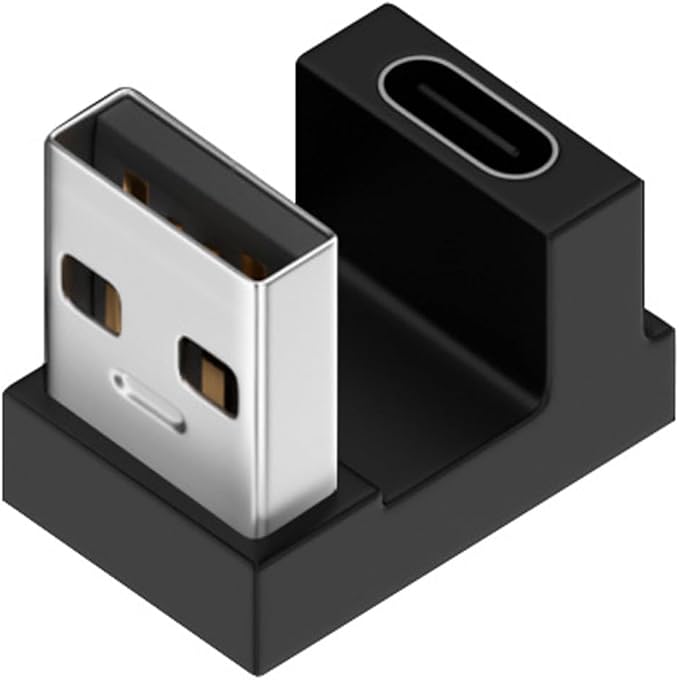CY USB-C Type C Female Up Opposite U Shape Back Angled to USB 3.0 A Male Data Adapter for Laptop Desktop
