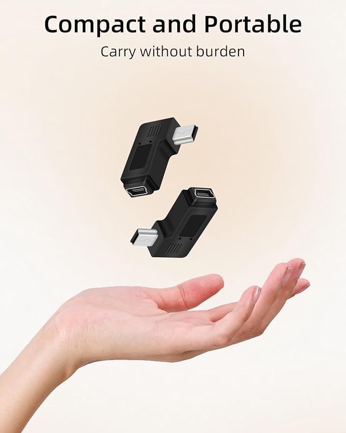 RIIEYOCA Mini USB 5 PIN Adapter,90 Degree Left and Left Angled Mini USB Male to Female Connector,Supports Charging and Data Transfer for Mobile Phones,Cameras,Laptops etc.(2Pack)