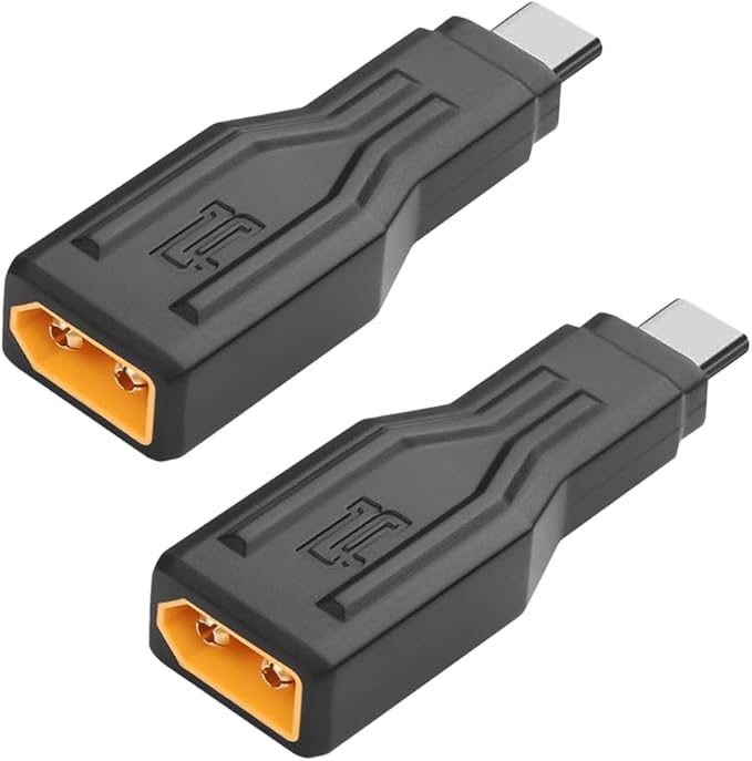 2Pcs XT60 Male to Type C Male Adapter USB C to XT60 Connector Connection USB C Cable USB C Charger Suitable for Laptop, Model, Energy Storage Power Supply, Cell Phone, Monitor Power Supply