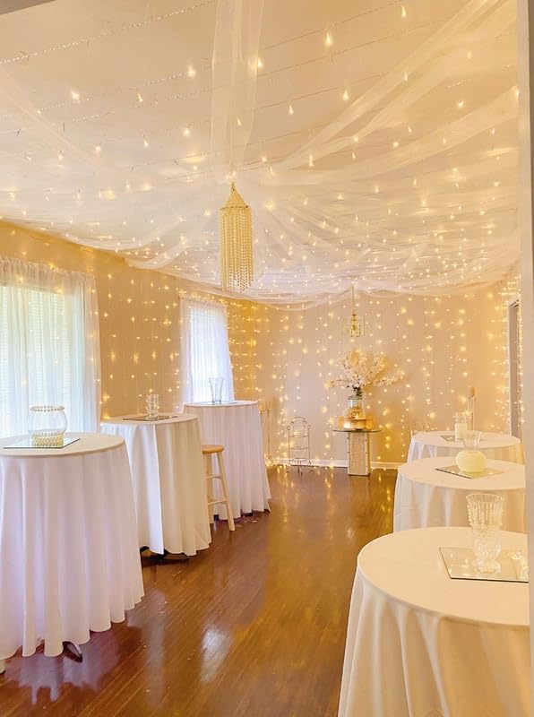 Lighting EVER 594 LED Curtain Lights, 20 x 10 ft Plug in Hanging Fairy String Lights, Wedding Party Backdrop Lights, Twinkle Lights for Wall, Patio, NOT Connectable (XL Size, 27 Strings, 9" Apart)