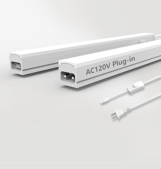 Under Cabinet Lighting Plug in, 24 Inch 2 Pcs, Linkable AC120V 3CCT 3000K/4000K/5000K Ultra Slim, LED Under Cabinet Lights for Counter Light, Kitchen, Shelf, Sink, Workshop, Desk, White