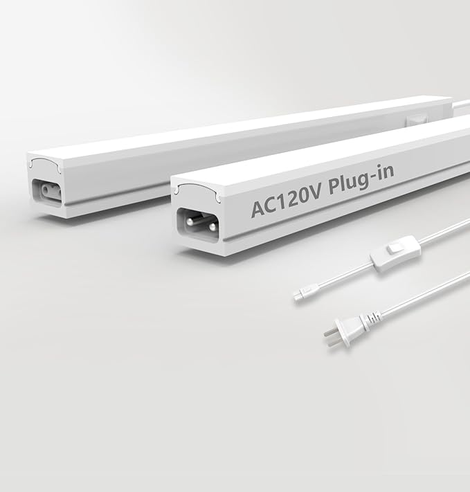 Under Cabinet Lighting Plug in, 32 Inch 2 Pcs, Linkable AC120V 3CCT 3000K/4000K/5000K Ultra Slim, LED Under Cabinet Lights for Counter Light, Kitchen, Shelf, Sink, Workshop, Desk, White