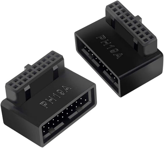 chenyang 2 Pack USB 3.0 Front Panel Header 19/20Pin Male to Female 90 Degree Angled Mainboard Header Gender Changer Connector Adapter Overmold Type