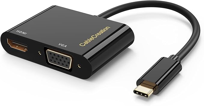 CableCreation [10Pack USB C to HDMI VGA Adapter, Type C to VGA to USB C Thunderbolt 3 for Dual Monitor Adapter Compatible with iPhone 15 Plus/15 Pro Max, MacBook Pro 2020, Yoga 910, Surface Go