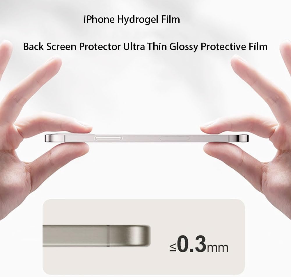 iPhone 15 Pro Max Hydrogel Film - 2Pcs Back Screen Protector, Flexible Protection, Not Glass.