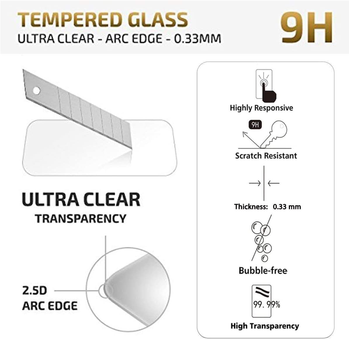NEW'C Tempered Glass Screen Protector for Samsung Galaxy A51 - 3 Pack, Case Friendly, Anti-Scratch, Bubble Free, Ultra