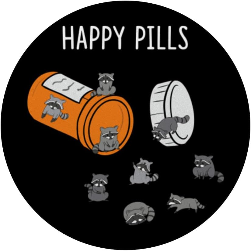 Happy Pills Funny Raccoon Pet Animal PopSockets Standard PopGrip