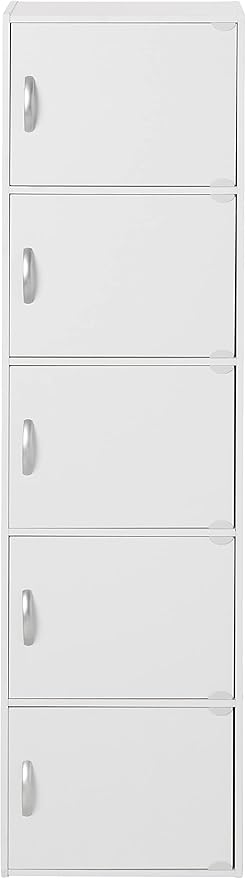 HODEDAH IMPORT Bookcase, White, 5 Door