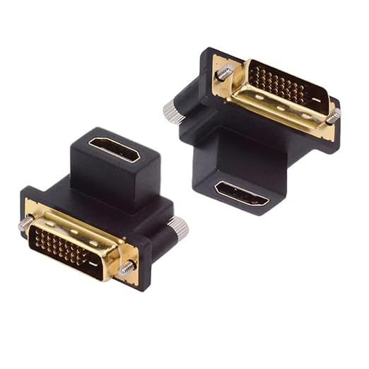 cablecc 2pcs/Set DVI Male to HDMI Female 4K Adapter Up & Down Angled 90 Degree for Computer HDTV Graphics Card