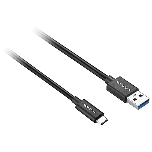 INSIGNIA USB Cables, 20Gbps High-Speed Charging & Data Sync, Braided Nylon, Compatible with MacBook, Laptop, iPhone, iPad, Android (3.3 ft (Black), USB to USB-C)