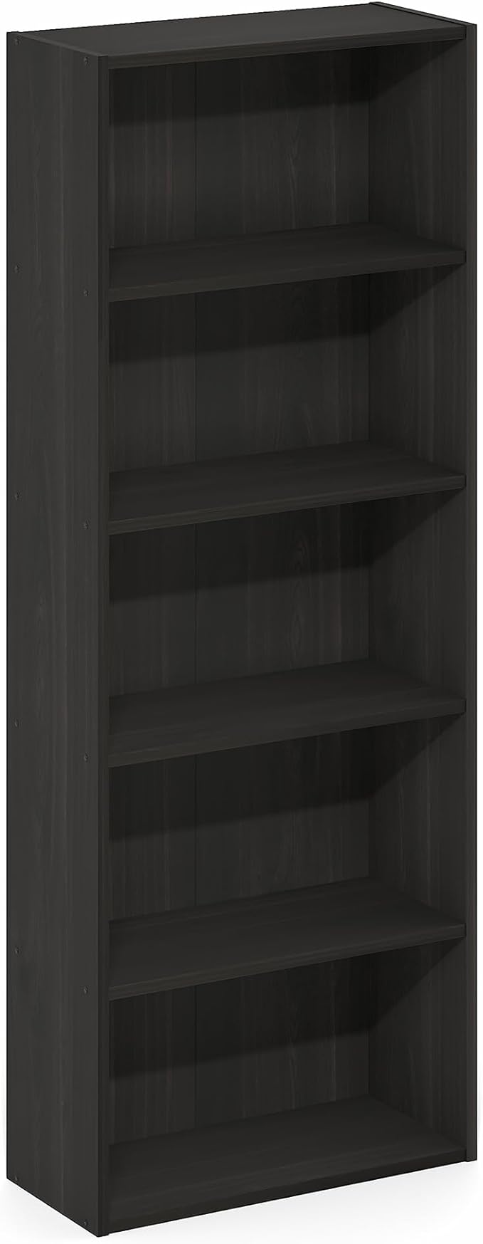 Furinno Basic Book Shelf, 5-Tier Bookshelf, Cube Storage Organizer Bookcase with Open Shelf, 7 x 17 x 44, for Living Room, Bedroom, Home Office, Espresso