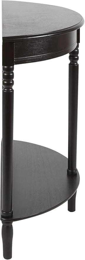Decor Therapy Simplfy Moon Entry Table,with Shelves & Easy Assembly, Wood-(28.5" x 11.8" x 28.5") Simplify Half Round, 28.5" x 28.5" x 12", Black