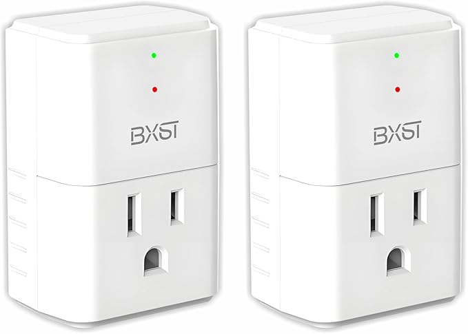 BXST 918J Single Outlet Surge Protector for Home Appliance Small Multi Function Plug with Surge Protection Wall Mount Power Suppressor for Refrigerator, TV, PC, Xbox, PS5, 120V, 1800W, 2 Pack