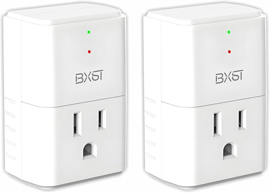 BXST 918J Single Outlet Surge Protector for Home Appliance Small Multi Function Plug with Surge Protection Wall Mount Power Suppressor for Refrigerator, TV, PC, Xbox, PS5, 120V, 1800W, 2 Pack