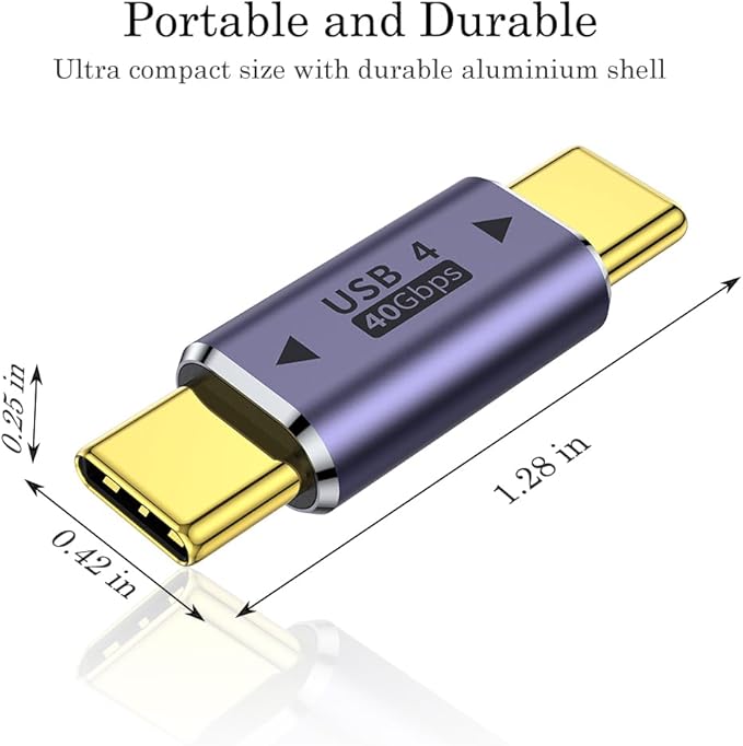 AuviPal USB C Male to Male Adapter (2 Pack), USB Type C Connector Extender Compatible with Thunderbolt 4/3 Support up to 100W Charging, 40Gbps Data Transfer and 8K@60Hz Video