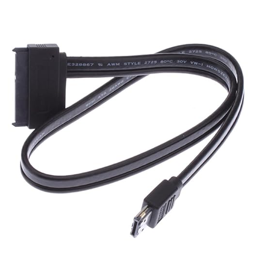 NFHK 50cm Dual Power 12V and 5V eSATAp Power ESATA USB 2.0 Combo to 22Pin SATA Cable for 2.5" 3.5" Hard Disk Drive