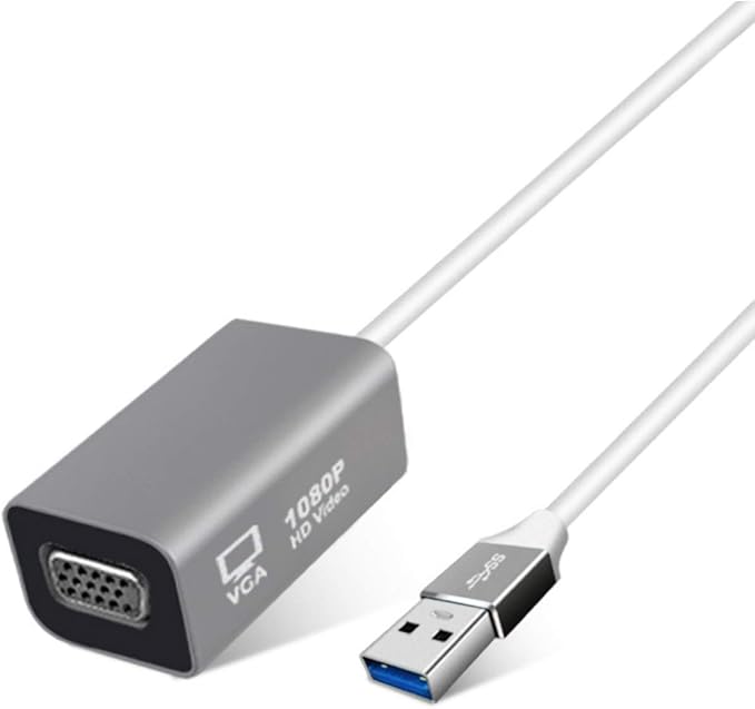 USB to VGA Adapter Compatible with Mac OS Windows 11/10/8/7, USB 3.0 to VGA Female 1080P Monitor Display Video Adapter/Converter. (12 inch)
