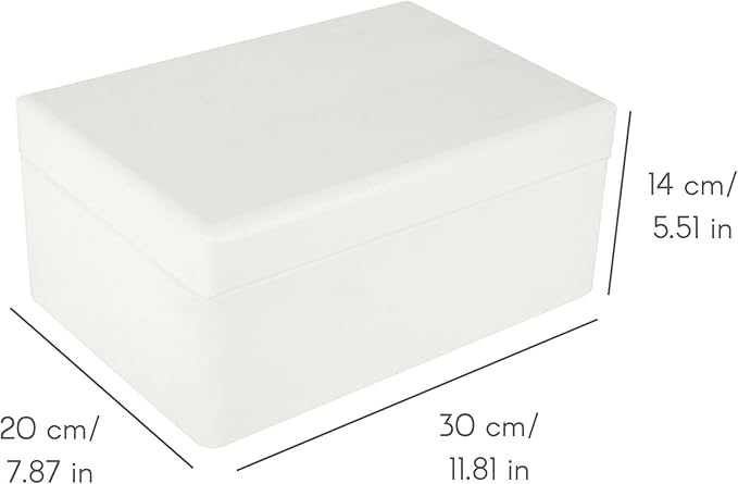 Large White Wooden Box Storage with Hinged Lid | 11.8 x 7.87 x 5.51 inches (+-0.5) | Gift Box for Tool Dog Toy Shoes Clothes Kitchen Storage | Rough UNSANDED Wood Keepsake Chest