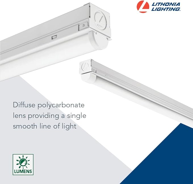 Lithonia Lighting 2ft Light Fixture, LED Strip Light, 120V, 4000K Cool White Light, 2-Foot, 1-Light, White (MNSL L23 1LL 120V 40K 80CRI M6)
