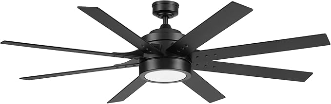 Honeywell Ceiling Fans Xerxes, 62 Inch Modern Indoor Ceiling Fan with Lights and Remote Control, Color Changing LED, 8 Dual Finish Blades, Reversible Motor - 51904-01 (Black)
