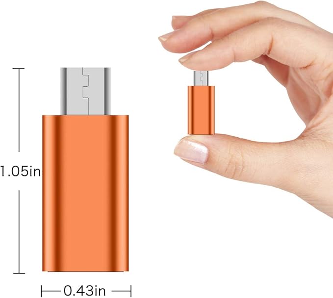 JXMOX USB C to Micro USB Adapter, (4-Pack) Type C Female to Micro USB Male Convert Connector Support Charge Data Sync Compatible with Samsung Galaxy S7/S7 Edge, Nexus 5/6, Micro USB Devices (Orange)