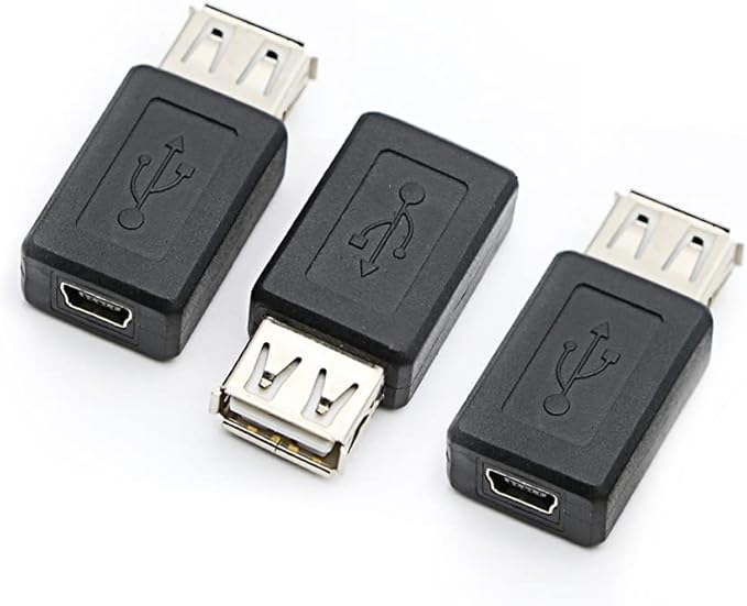 3 Pack USB 2.0 A Female to USB B Mini 5 Pin Female Adapter Converter