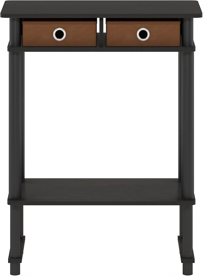 Furinno Turn-N-Tube Tall-Wide Hallway Console Table with Bin, Espresso/Brown
