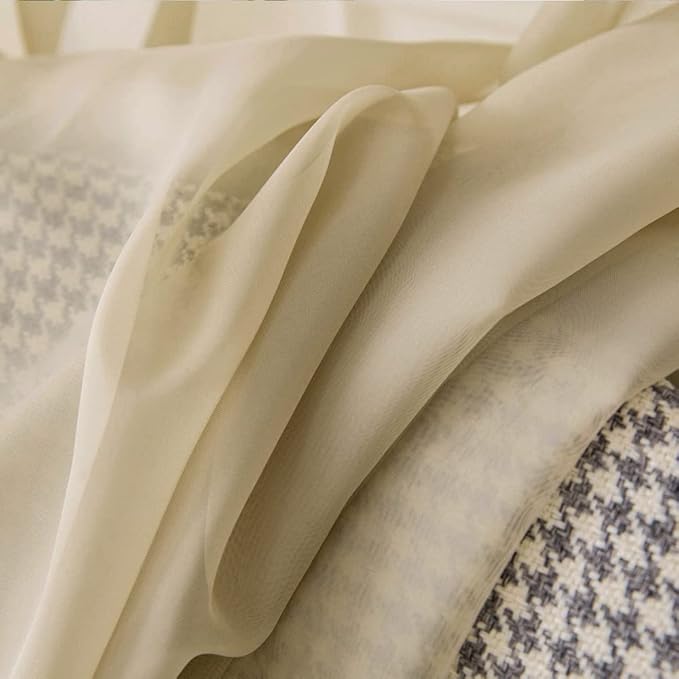 MIULEE Luxury Sheer Voile Elegant Topper Long Valance Solid Treatment Swags Drapes for Window Ceremony Wedding Canopy Bed 54" x 216" Beige