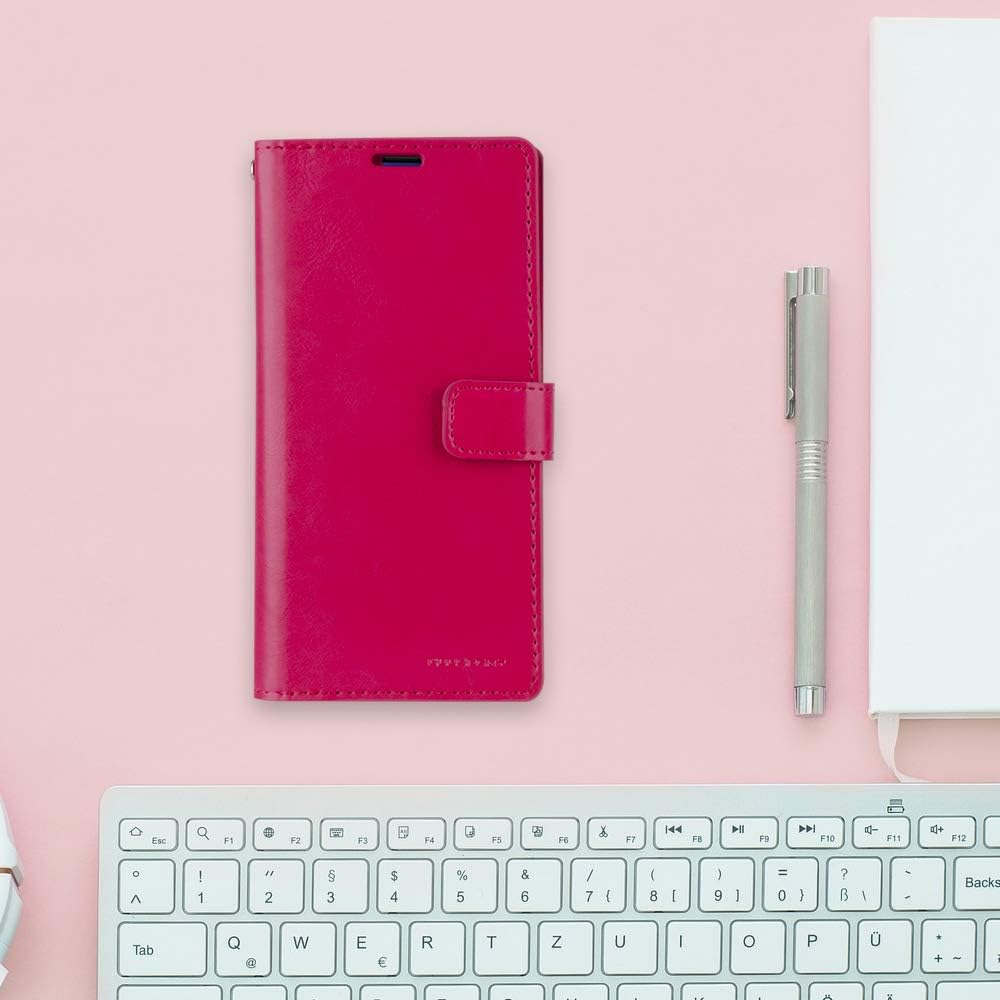 GOOSPERY Mansoor Wallet Case for Samsung Galaxy S10 Plus (2019) - Hot Pink Double Sided Card Holder Flip Cover