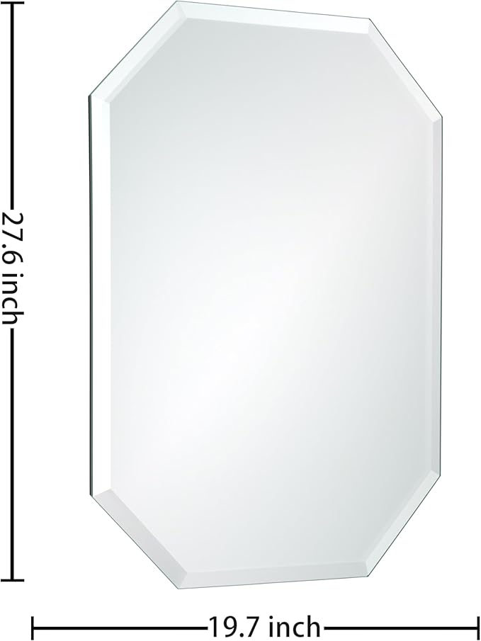 Silver Wall Mirror-Beveled Edge Frameless Mirror for Bathroom, Vanity, Bedroom, Rectangle Mirrors （20X28inch）