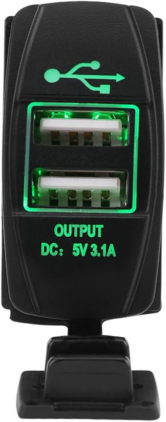 Dual USB Waterproof 12-24V 3.1A Car Socket Power Adapter with LED Green Light
