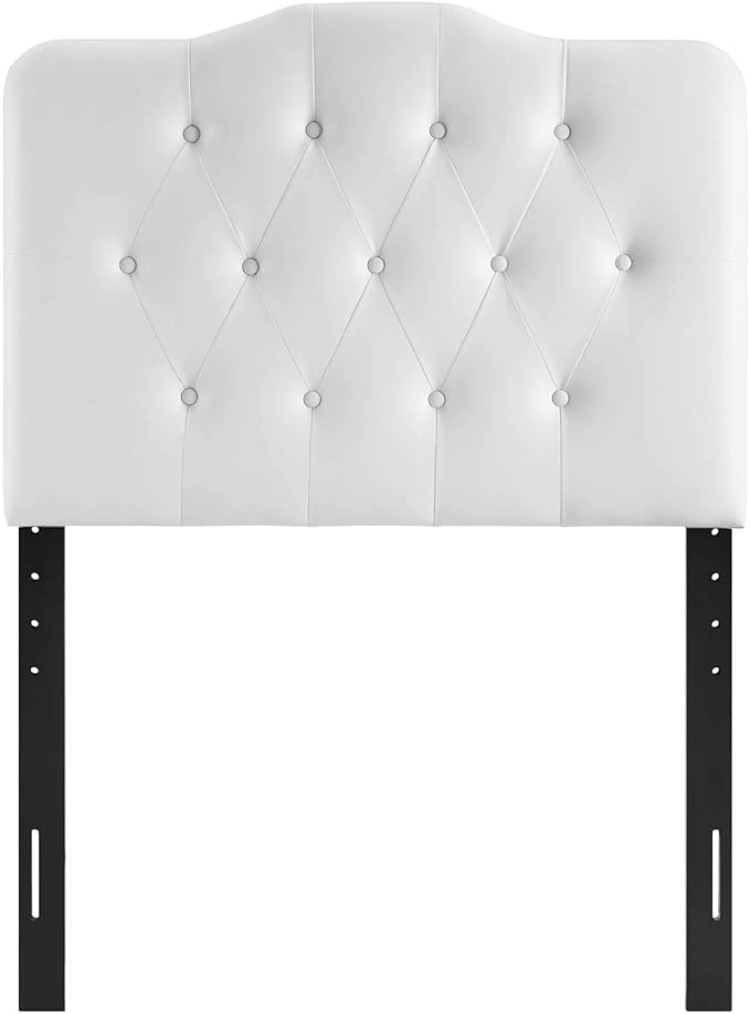 Modway Annabel Tufted Button Faux Leather Upholstered Twin Headboard in White