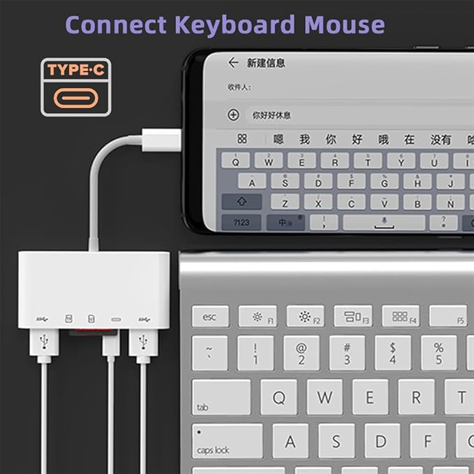 NFHK USB 2.0 Type C USB-C to TF Micro SD SDXC Dual USB3.0 Female Card Reader PD 27W Adapter for Laptop Tablet Phone