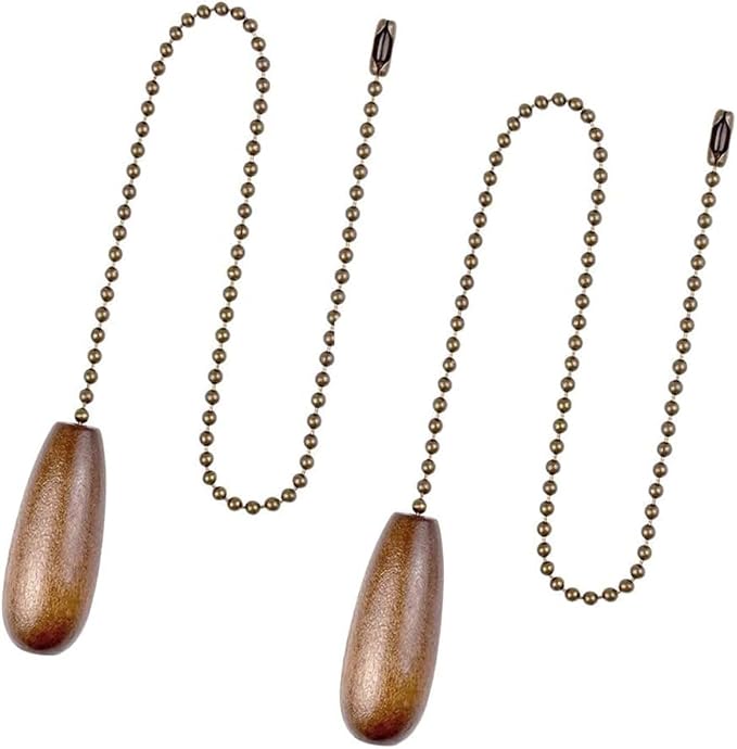 Vinaco Wooden Ceiling Fan Pull Chain Set, Decorative Fan Pull Chain Extension with Pendant, 13 Inches Pull-Chains for Fans and Light with 3MM Ball Bead Chain, 4 Pack Fans Light Pull-Chain Extension