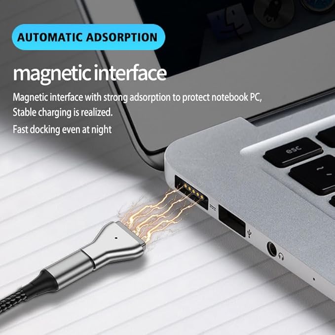 Magnetic USB C to Magnetic 2 T-Tip Adapter, Type-C to Safe 2 T-Head PD 100W Power Fast Charging Converter for 2013-2015 MacBook Pro Air with 100W/5A USB C Cable (1.5M)