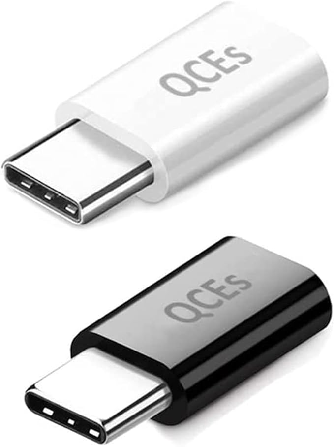 QCEs Micro USB to USB C Adapter 2Pack, Type C Adapter Fast Charging Compatible with iPhone 16/15 Pro Plus, Galaxy S24/S23, Type-C Phones, Tablets