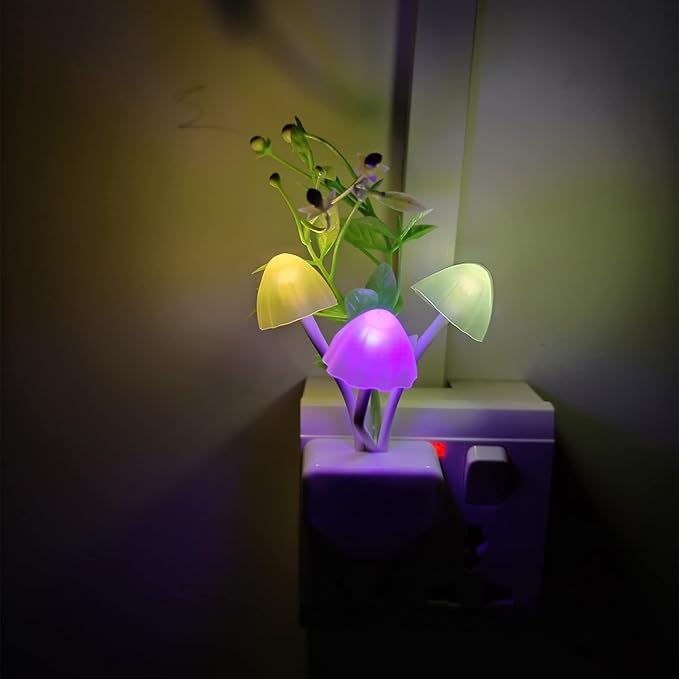 Sensor Led Night Light, Color Changing Plug-in LED Mushroom Light Dream Bed Lamp Cute NightLight Sweet Night Lights for Kids Adults