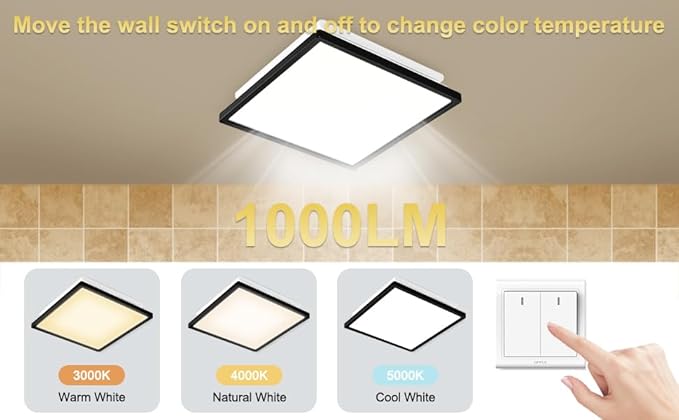 Tech Drive Bathroom Exhaust Fan with Light,80CFM 1.5Sone,Super Quiet Bathroom Ventilation Fan,1000lm Dimmable 3CCT LED Light 3000K/4000K/5000K Selectable, Energy Star Bath Fan, Decorative Black Trim