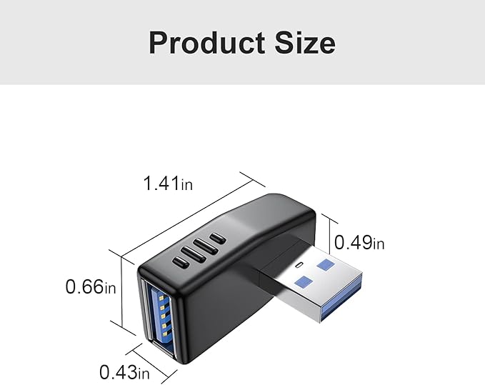 USB 3.0 Adapter 90 Degree Male to Female Coupler Connector Plug Left Right Up Down Angle (USB 3.0 Adapter Right 2PCS)