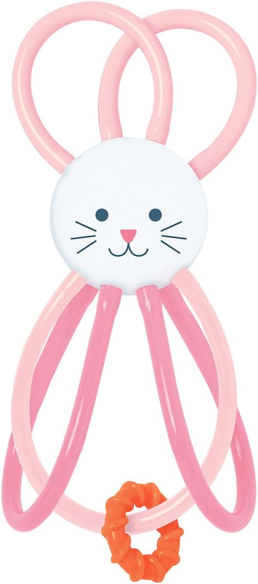 Manhattan Toy Zoo Animal Winkel Bunny Rabbit Multicolor Rattle & Sensory Teether for Baby and Toddler