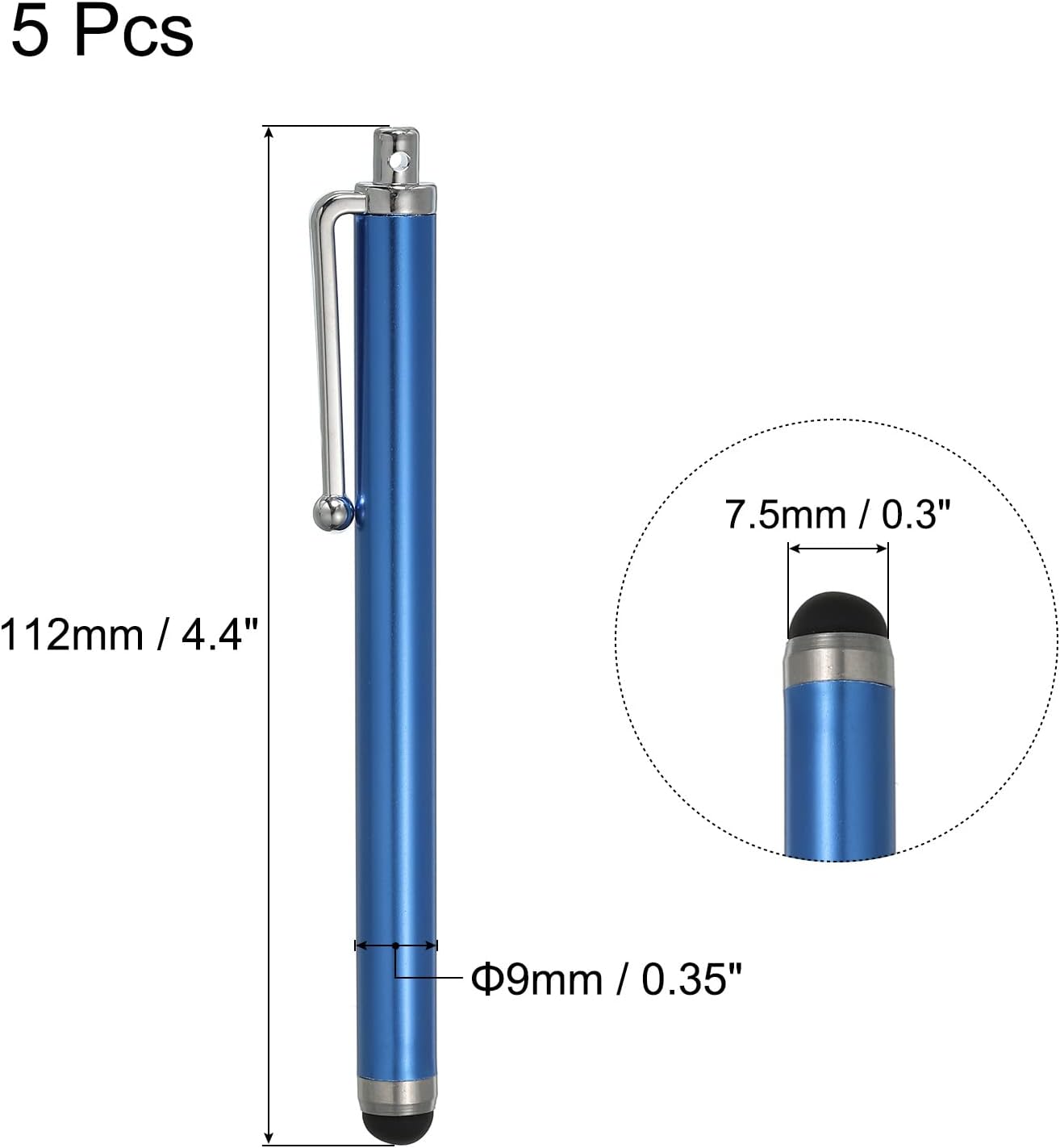 MECCANIXITY 5pcs Stylus Pens for Touch Screens, Universal Capacitive High Sensitivity for All Devices, Dark Blue