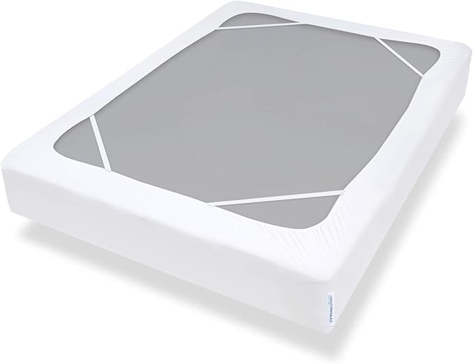 Box Spring Cover Full Size with Smooth and Elastic Woven Material, Alternates for Bed Skirt, Wrinkle & Fading Resistant, Washable, Dustproof, White