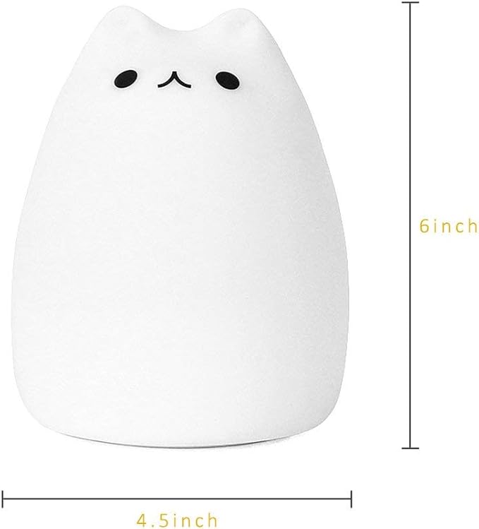 Litake Kitty Night Light, USB Rechargeable Silicone Cute Cat Night Light for Kids Baby Children, 7-Color Changing LED Cat Lamp Nursery Nightlights for Kids Bedroom (Celebrity)