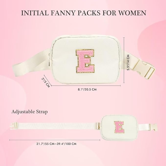 YOOLIFE 30th 40th 50th 60th 70th Birthday Gifts for Women Mom Daughter Friend, Personalized Gifts for Women, Initial Fanny Pack Belt Bag Crossbody Bags, Beige N