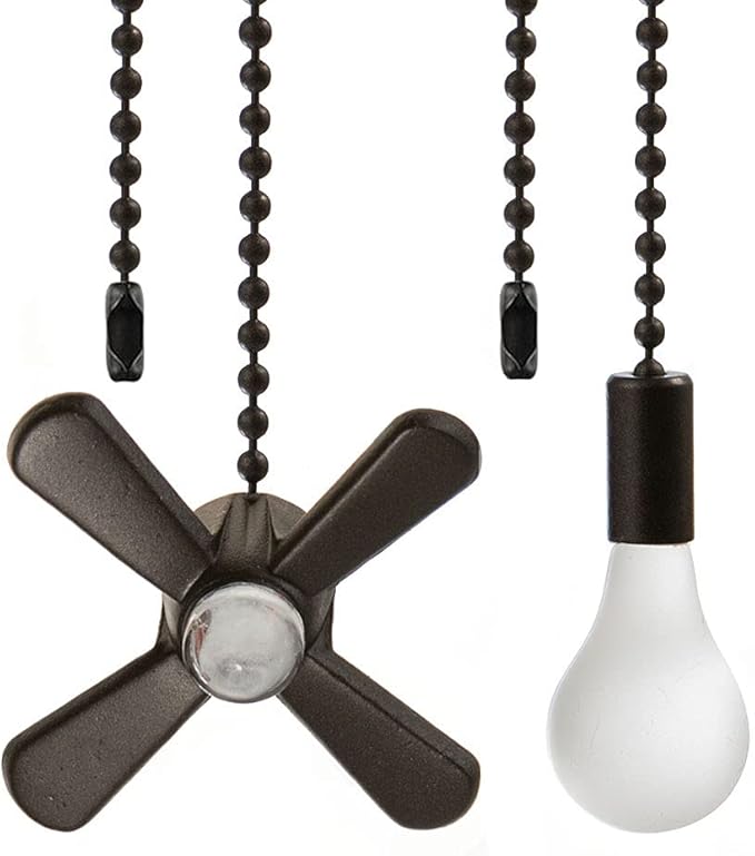 Ceiling Fan Pull Chain Extension Ornaments Chains with Decorative Light Bulb and Cord 13.6 Inches Bronze Fan Pull Chain Set for Ceiling Light Lamp Chain