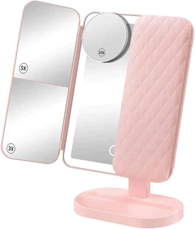 Vanity Mirror Pro, Trifold Led Makeup Mirror, Aristoparis Makeup Mirror, Glisera Makeup Mirrors, Glisera Smart Mirror with Lights,LED Trifold Vanity (Pink)